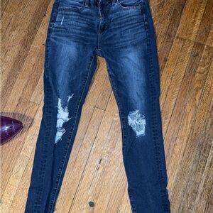 American Eagle Outfitters Dark Blue Distressed Skinny Jeans